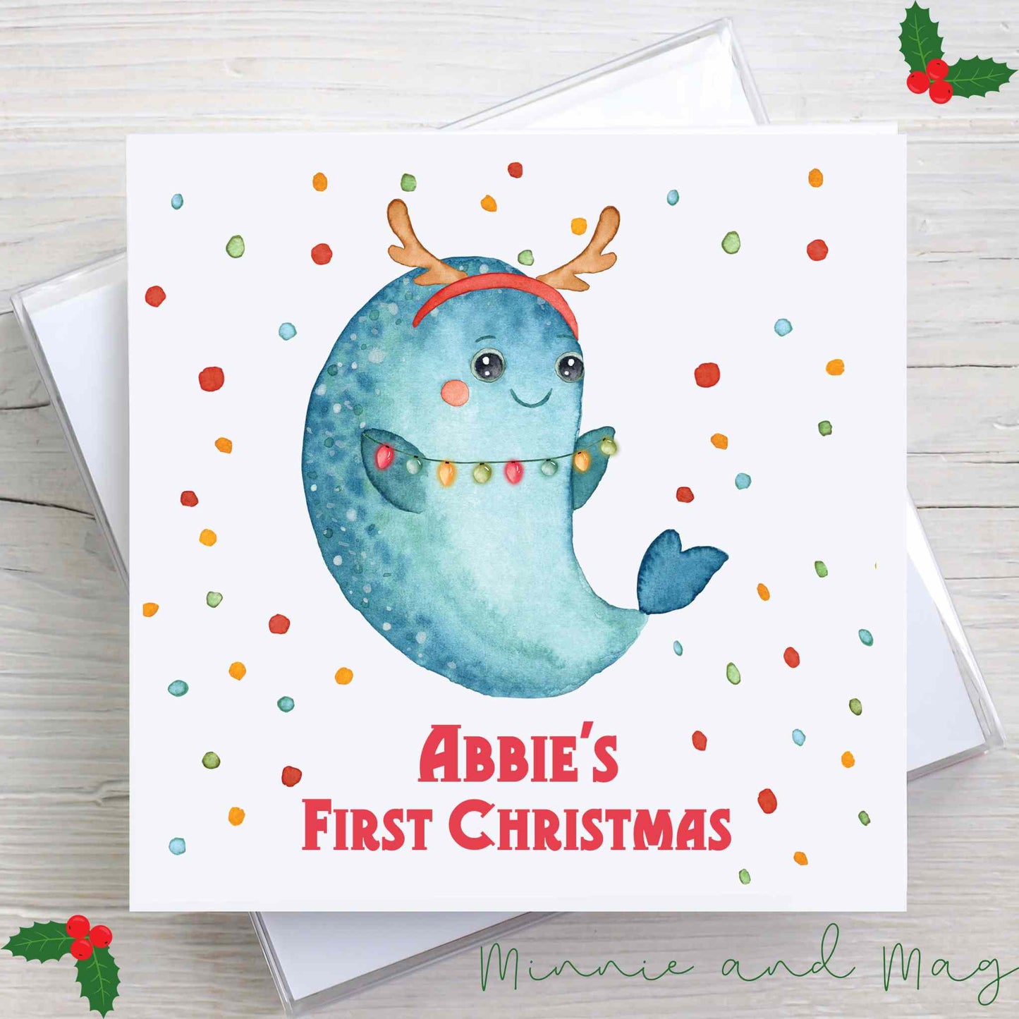 Personalised Baby's First Christmas Card - Antlers