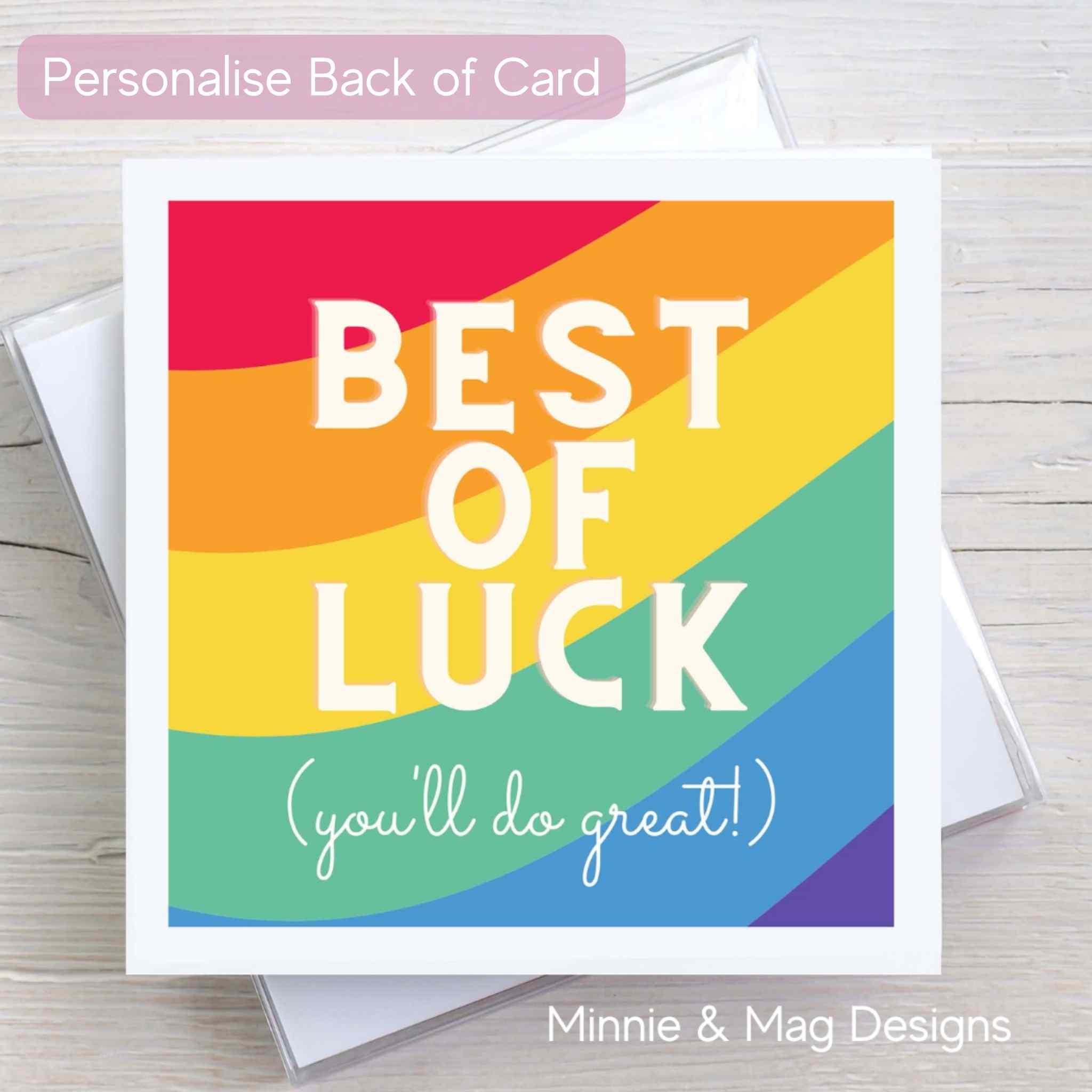 Best Of Luck Greeting Card (option To Personalise) – Minnieandmag