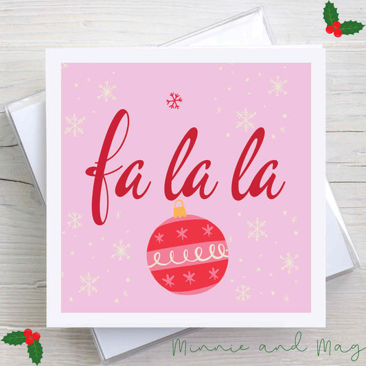 Fa La La Pink Christmas Card