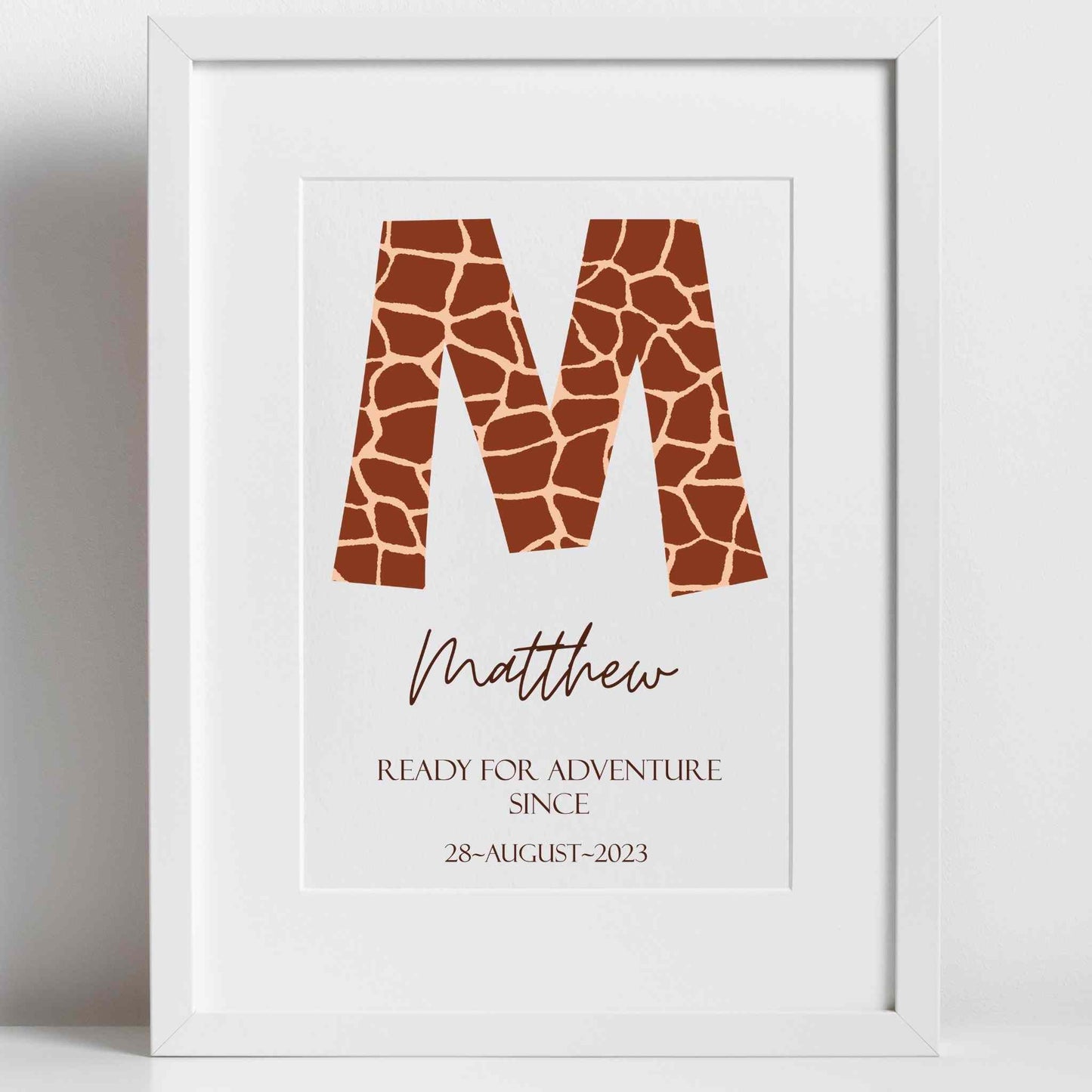 Personalised Giraffe Pattern Name Print