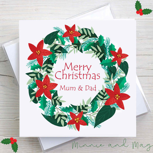 Personalised Festive Christmas Wreath Card