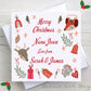 A fun, festive, Personalised Christmas card featuring names surrounded by Christmas themed illustrations