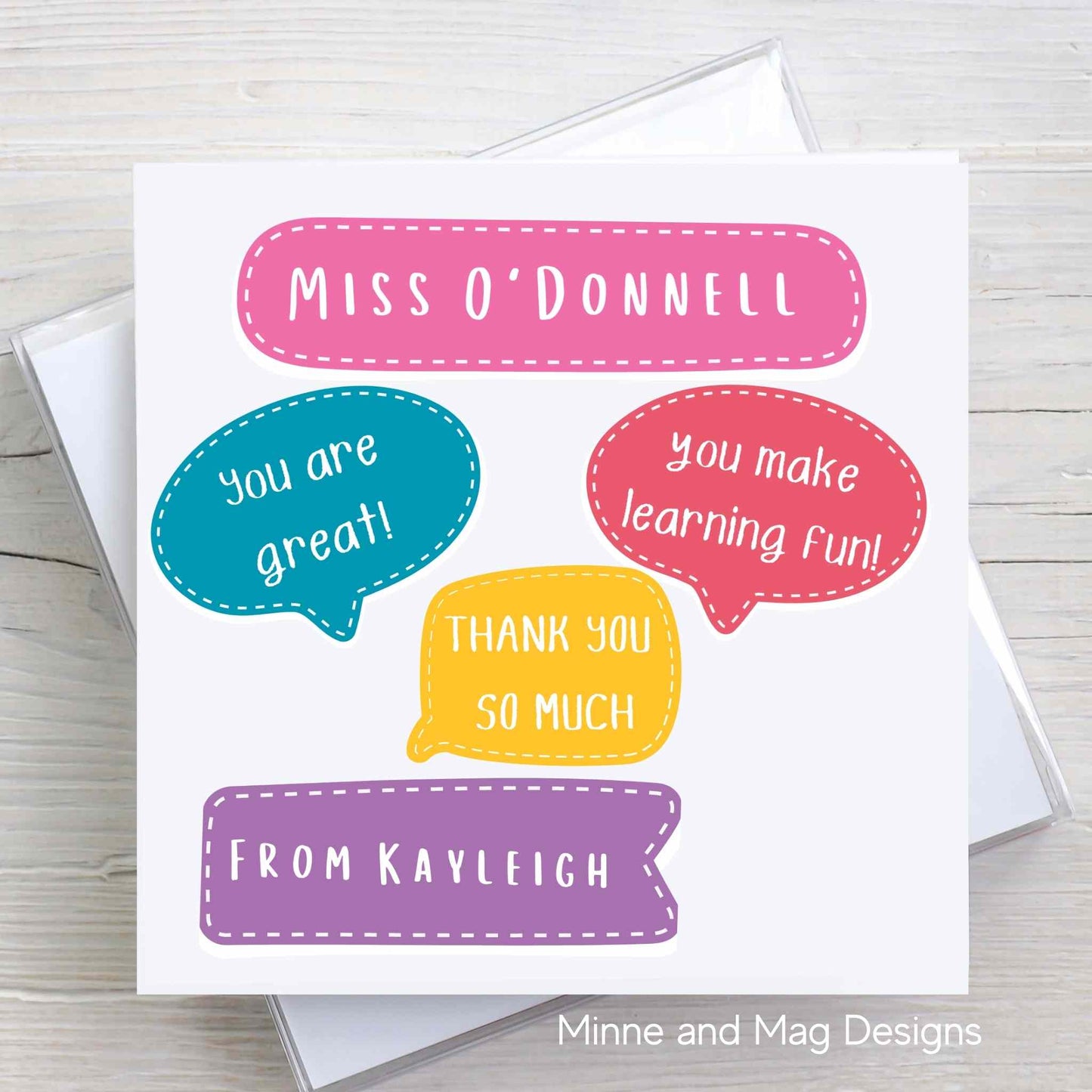 Personalised Teacher Thank You Card with Teacher’s name and child’s name