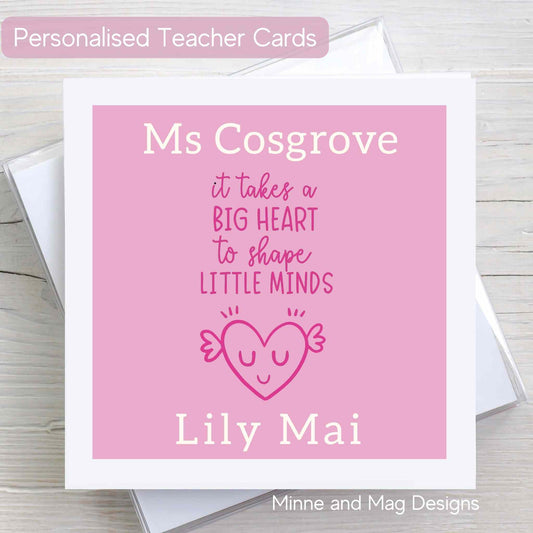 Playschool Thank You Card, Montessori Thank You Card with Pink Background