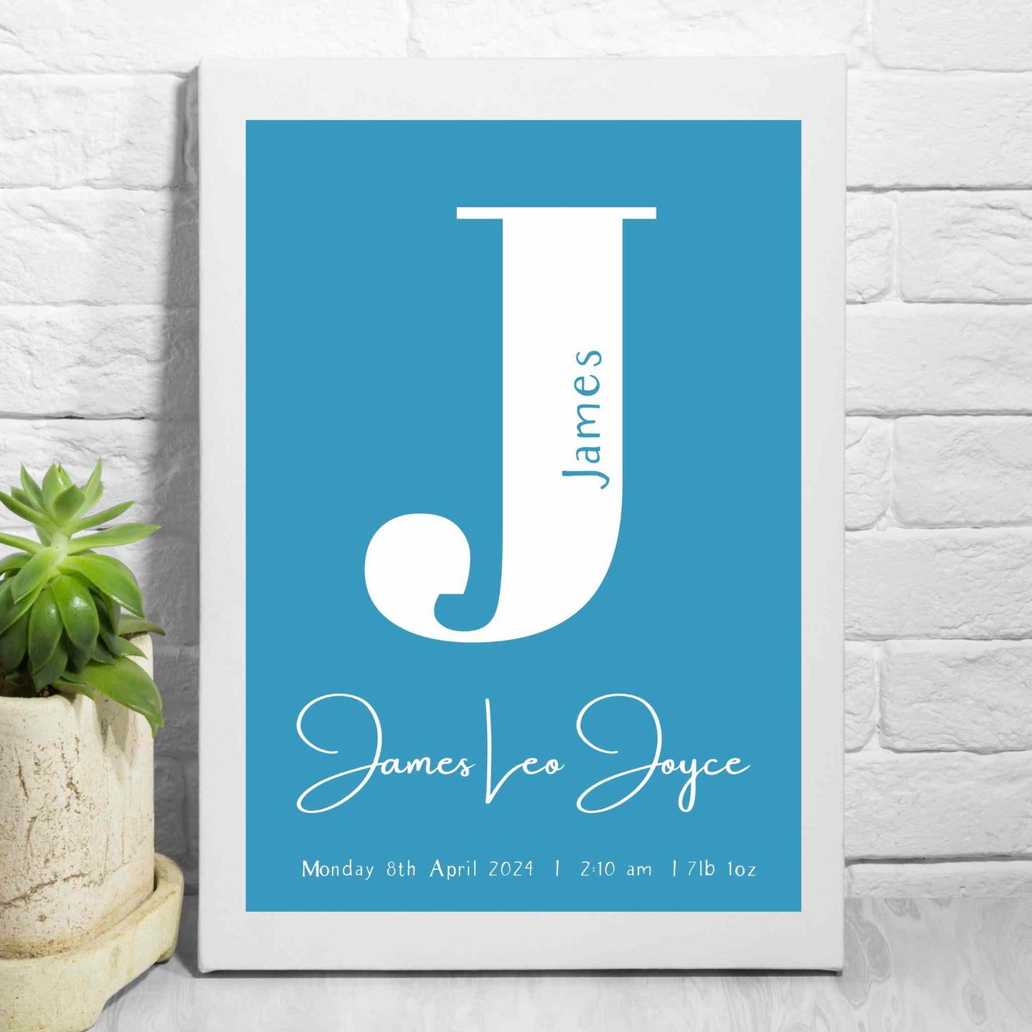 Personalised Initial Name Print with Blue Background