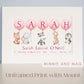 Personalised Baby Name with Pink Balloons and Wild Animals