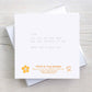 Personalised text on back of Welcome to the World baby greeting card.. Purple colourway.